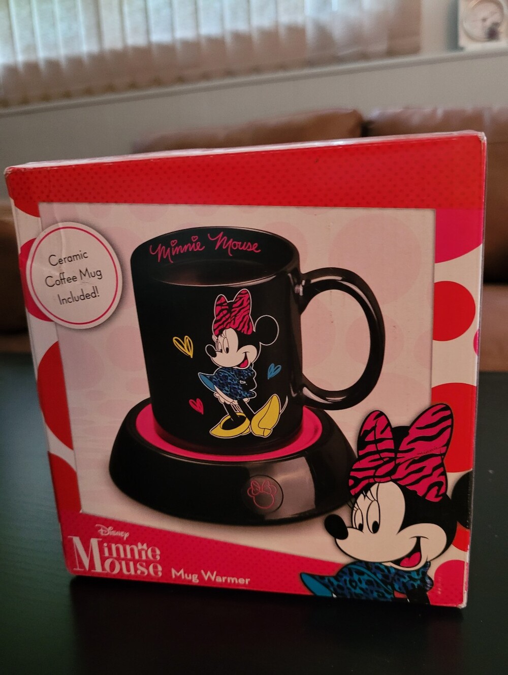 Disney Minnie Mouse Black Mug and Pink-Accented Warmer Set